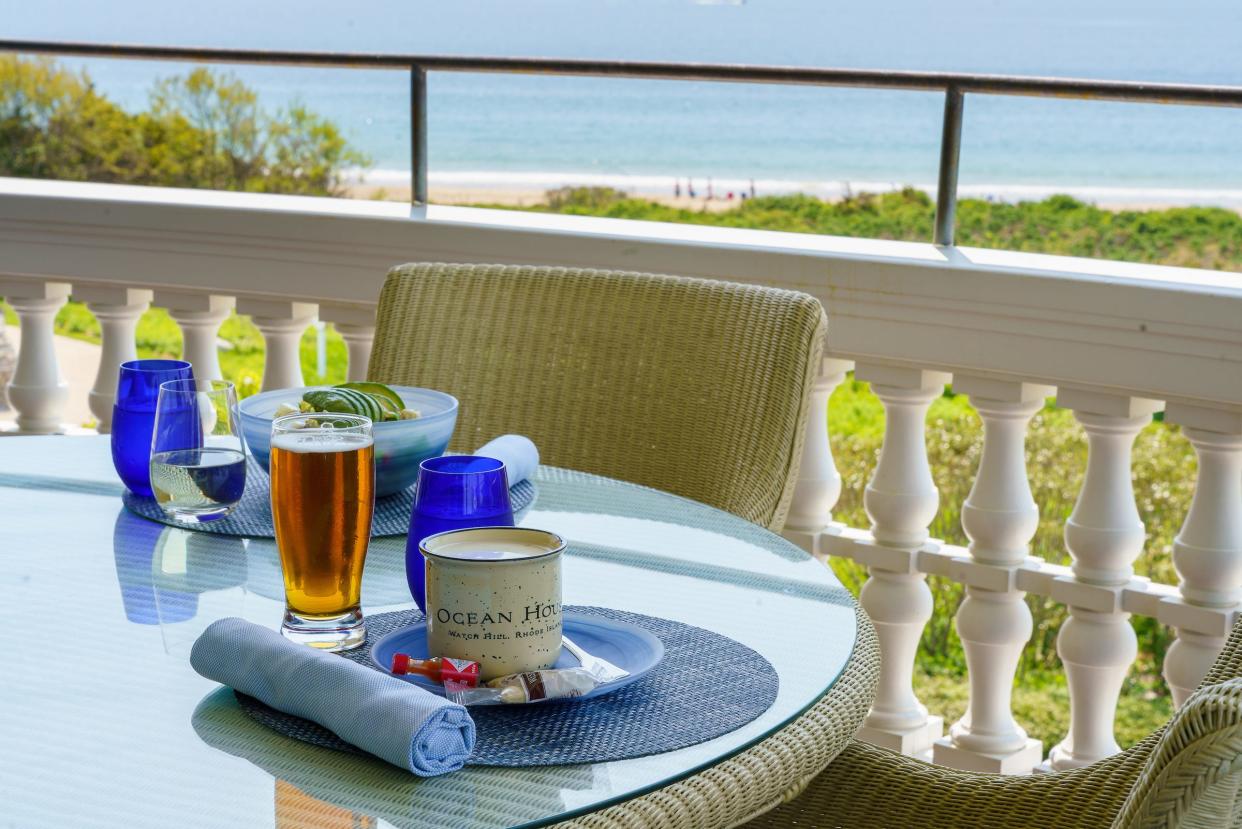 Ocean House's Verandah has water views and serves locally sourced oysters, clams, and hot and cold lobster rolls.