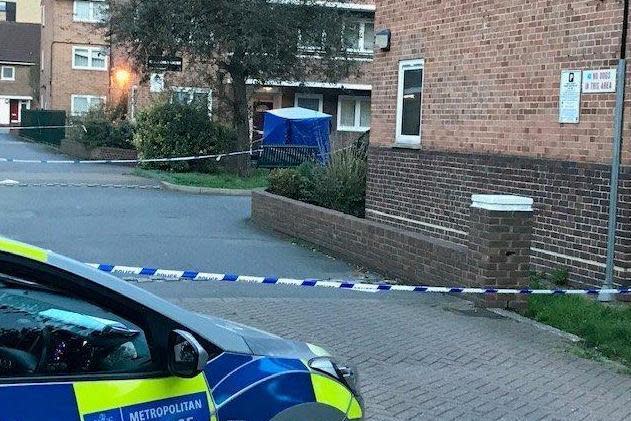 A police tent at the scene of the murder in Greenwich