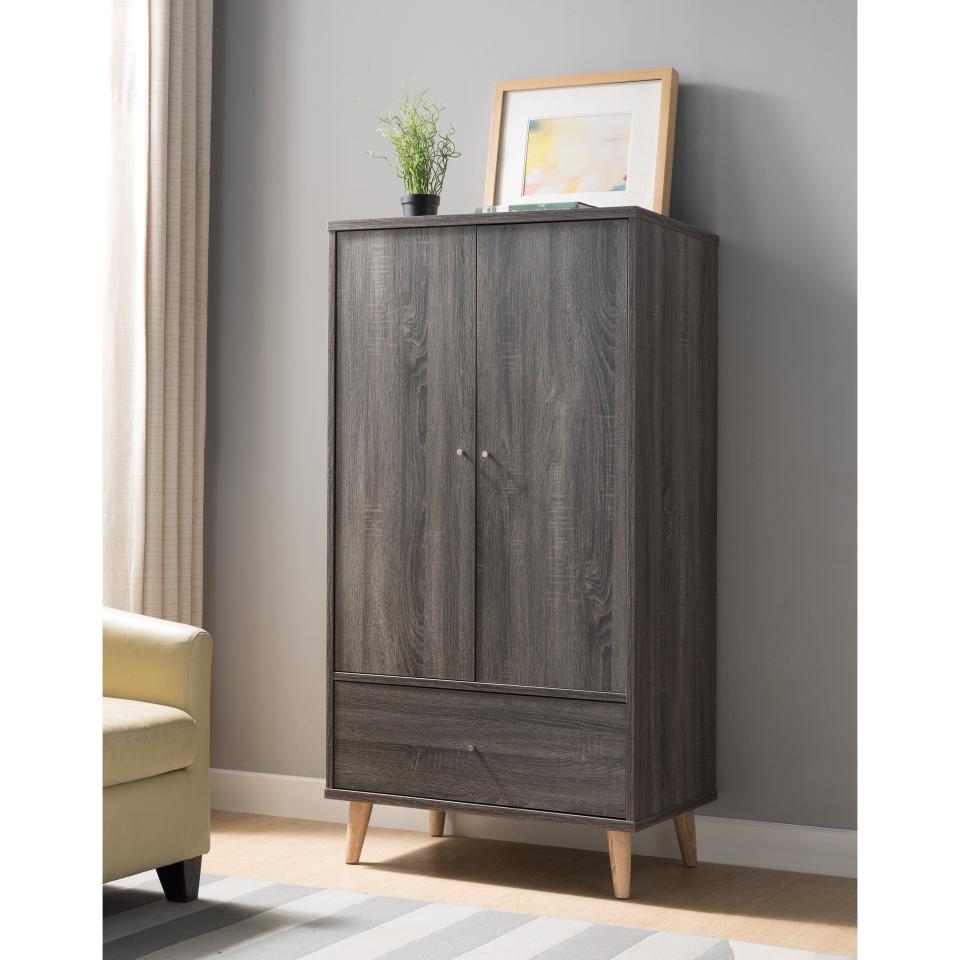 5) Distressed Grey Armoire