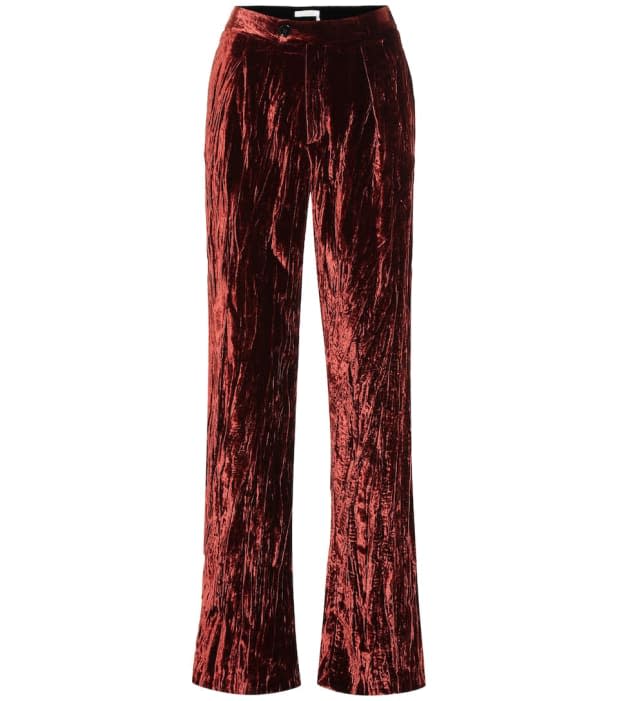 <p>Chloé High-Rise Wide-Leg Velvet Pants, $645 (from $1,260), <a href="https://rstyle.me/+iMo_szkQX5ogCLv2_RO_Xg" rel="nofollow noopener" target="_blank" data-ylk="slk:available here;elm:context_link;itc:0;sec:content-canvas" class="link ">available here</a> (sizes US 2-12). </p>