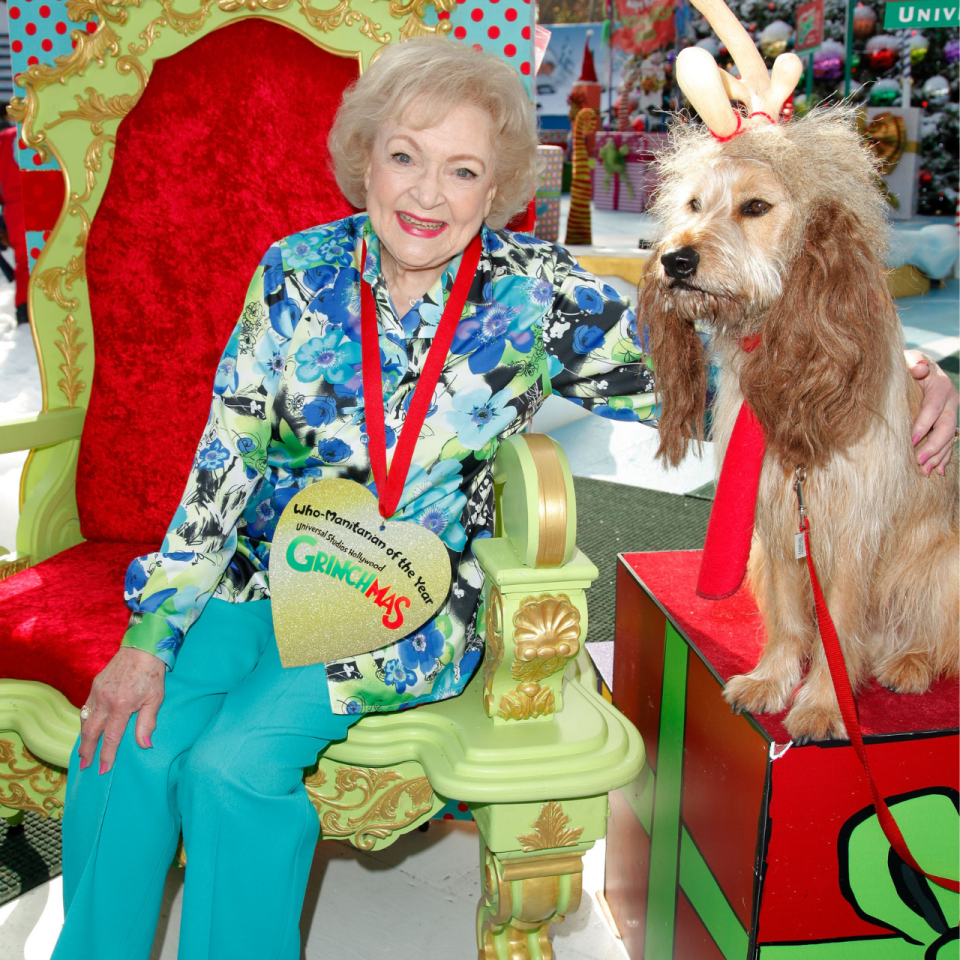 <p> Betty White accepts the &quot;Who-Manitarian&quot; award at Universal Studios Hollywood &quot;Grinchmas&quot;. </p>