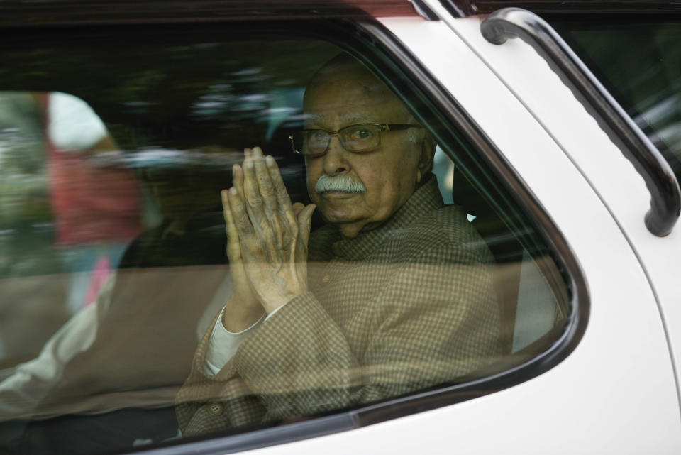 NEW DELHI, INDIA - NOVEMBER 27: Bharatiya Janata Party (BJP) leader LK Advani arrives to attend the ongoing winter session of Parliament, at Parliament House, on November 27, 2019 in New Delhi, India. Finance Minister Nirmala Sitharaman on Wednesday told the Parliament that if you see that growth may have come down but it is not a recession yet, it will not be a recession ever. And, Home Minister Amit Shah launched a sharp counter-offensive at the Congress on Wednesday over criticism that political vendetta had driven the move to replace the Gandhi family’s SPG security cover with the CRPF. (Photo by Burhaan Kinu/Hindustan Times via Getty Images)