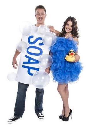 A costume that is cute and squeaky clean.   <a href="http://www.spirithalloween.com/product/pn-soap-loofah/#" target="_blank">Get it here. </a>