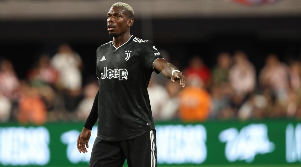 Paul Pogba of Juventus during the pre-season friendly match between Juventus and Chivas de Guadalajara at Allegiant Stadium on July 22, 2022 in Las Vegas, Nevada