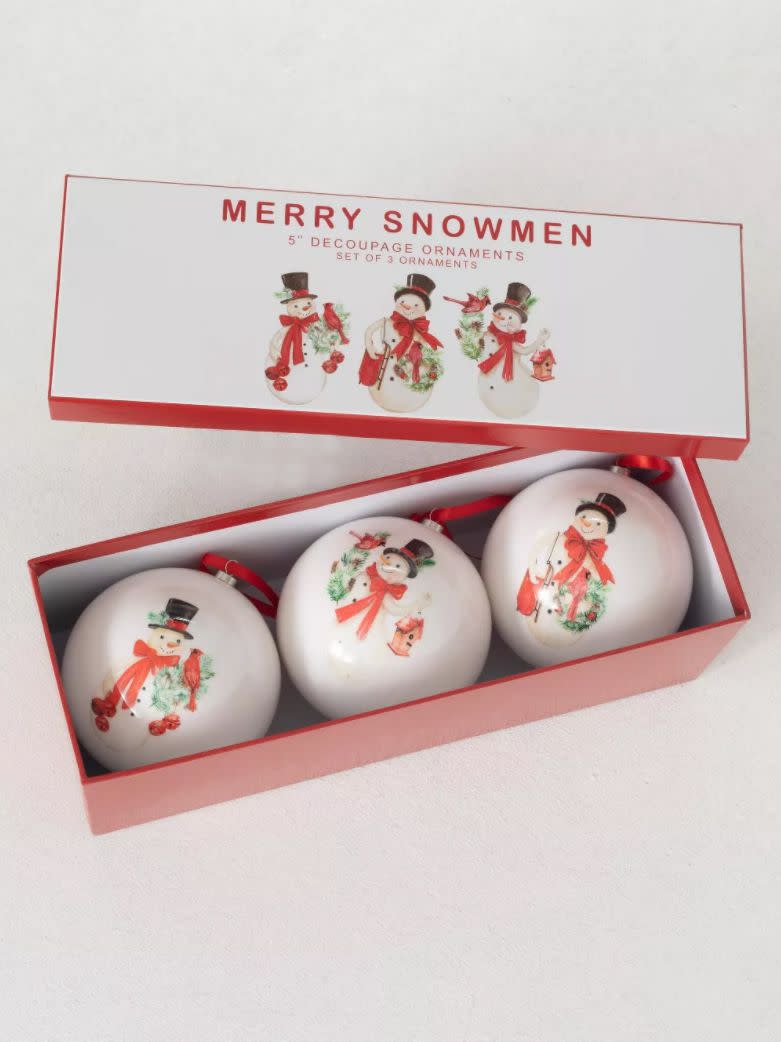 Set of Three Merry Snowmen Ornaments