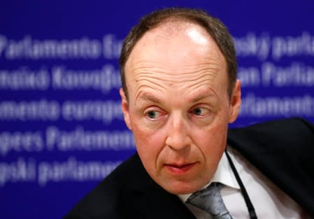 Finnish MEP Halla-Aho attends a news conference at the EU Parliament in Brussels