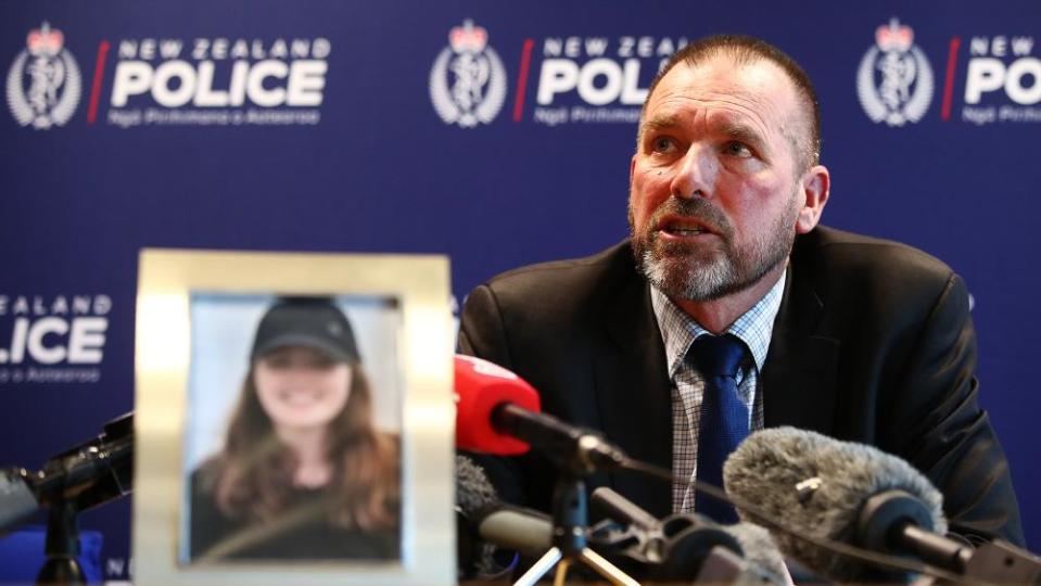 Detective Inspector Scott Beard speaks to the media while investigating the disappearance of Grace Millane.