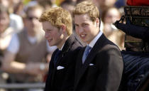 <p>Brothers William and Harry in their teenage years, during the carriage procession (PA Images)</p> 