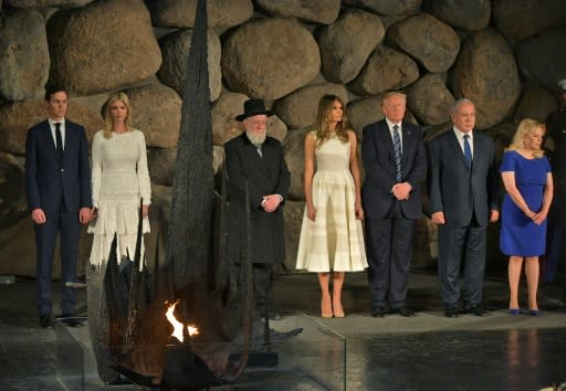 The Trump family, including daughter Ivanka (2nd-L) and her husband Jared Kushner (L), visit the Yad Vashem Holocaust Memorial museum in 2017 with Israeli Prime Minister Benjamin Netanyahu and his wife Sarah