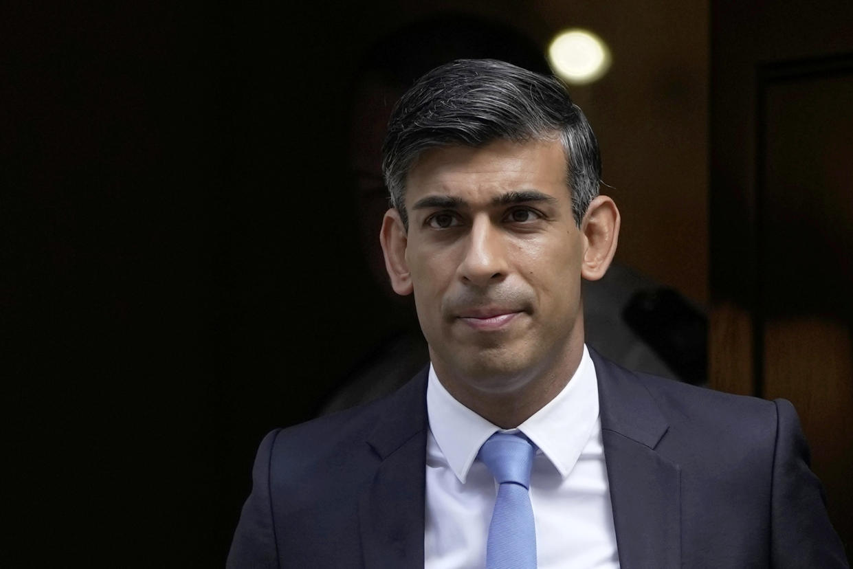 Net zero: Britain's Prime Minister Rishi Sunak leaves 10 Downing Street to go to the House of Commons for his weekly Prime Minister's Questions in London, Wednesday, Sept. 6, 2023. Sunak has described American XL Bully dogs as a “danger to our communities” and announced plans to ban them following a public outcry after a series of recent attacks. (AP Photo/Kin Cheung, File)