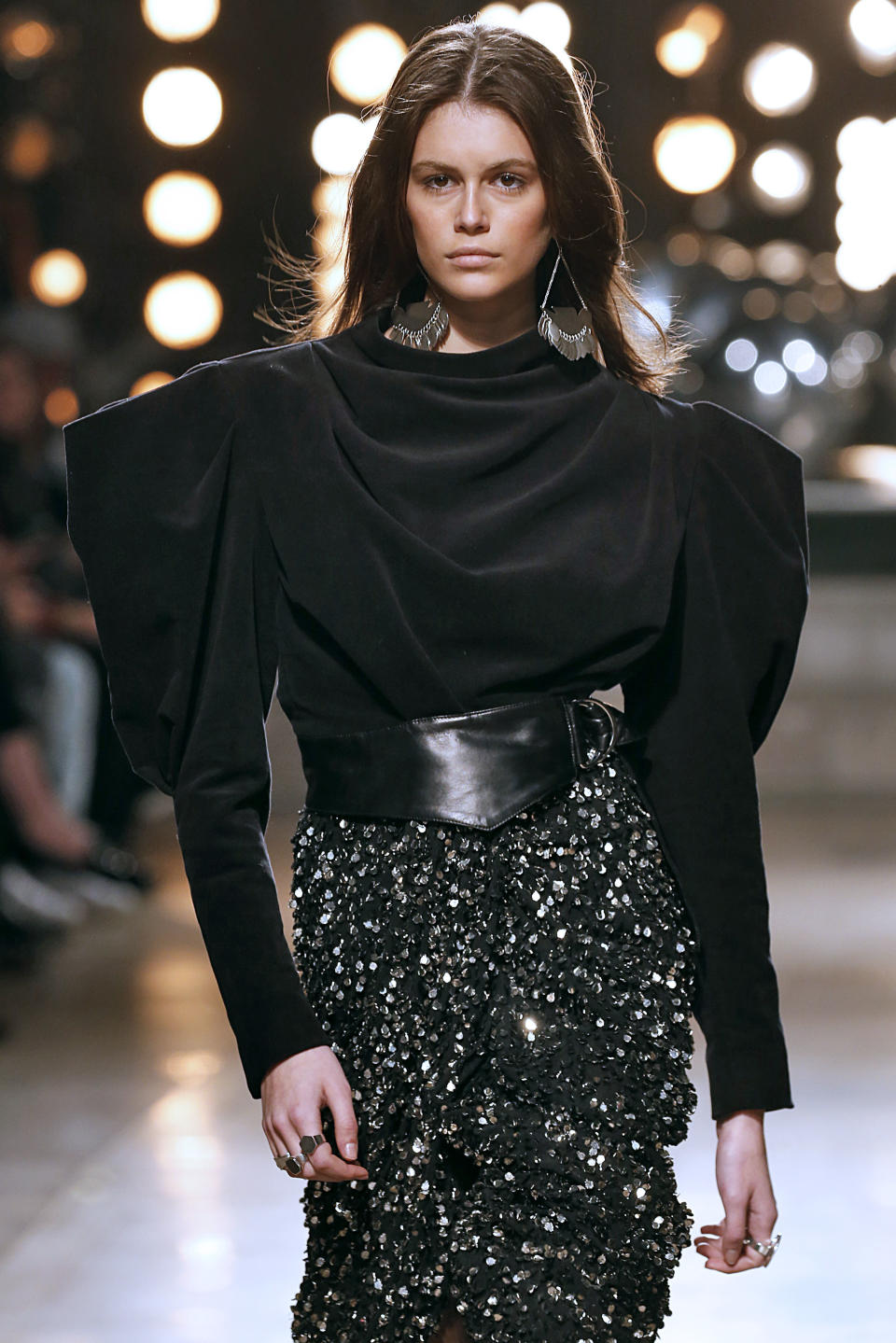 Kaia Gerber walks on the runway during the Isabel Marant Ready To Wear Fashion Show during Paris Fashion Week F/W 2019 held in Paris, France on February 28, 2019. (Photo by Jonas Gustavsson/Sipa USA)



