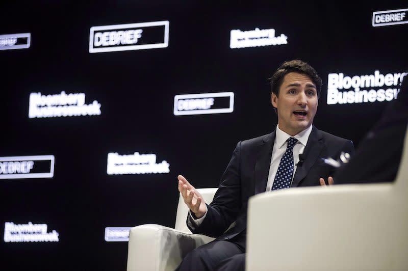 Justin Trudeau is interviewed by Bloomberg News in Toronto on Thursday. Photo from CP.