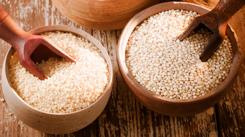 quinoa and couscous in bowls