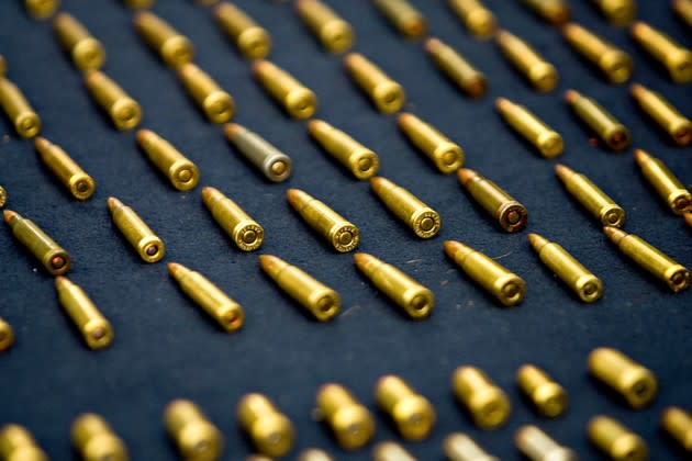 Hundreds of bullets belonging to members of the drug cartel La Familia at the Command Center in Mexico City, Mexico, in 2009. (Alfredo Estrella / AFP / Getty)
