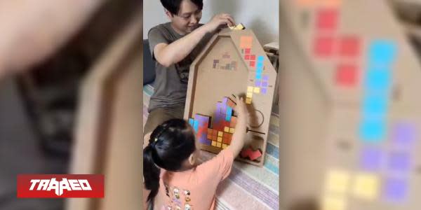 Padre crea Tetris de cartón funcional para su hija