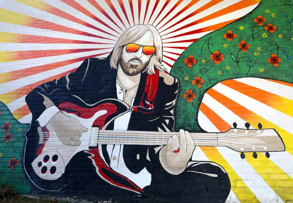 A mural of local music legend Tom Petty done by mural artists Jesus and Carrie Martinez, who own Visionary CrossFit Gym and Gallery, in Gainesville.