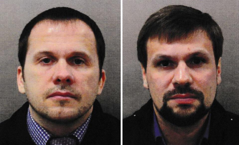 Das CPS erließ europäische Haftbefehle für die Auslieferung der russischen Staatsangehörigen Alexander Petrov (links) und Ruslan Boshirov im Zusammenhang mit dem Nowitschok-Vergiftungsanschlag auf Sergei Skripal und seine Tochter Yulia (PA).