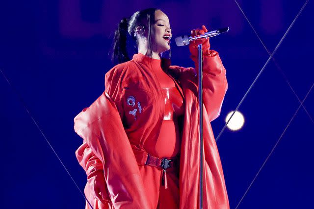 Ezra Shaw/Getty Rihanna performing in the 2023 Super Bowl at State Farm Arena in Glendale, Arizona in February 2023