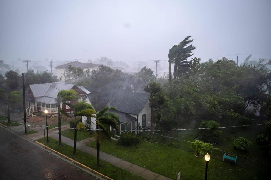 Gusts from Hurricane Ian hit in Punta Gorda, Florida on September 28, 2022. (Photo by RICARDO ARDUENGO/AFP via Getty Images)