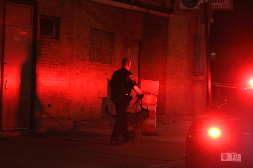 A Rochester Police Department K-9 unit on Joseph Avenue after two officers were shot on July 21, 2022.