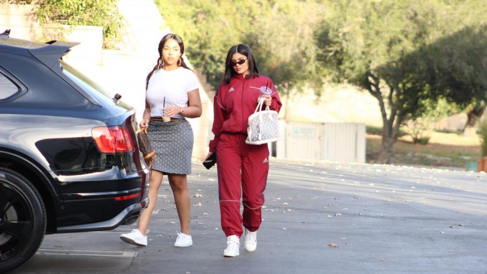 The reality star made a coffee run with her bestie on Monday.