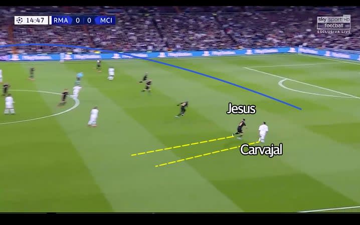 Carvajal races Jesus