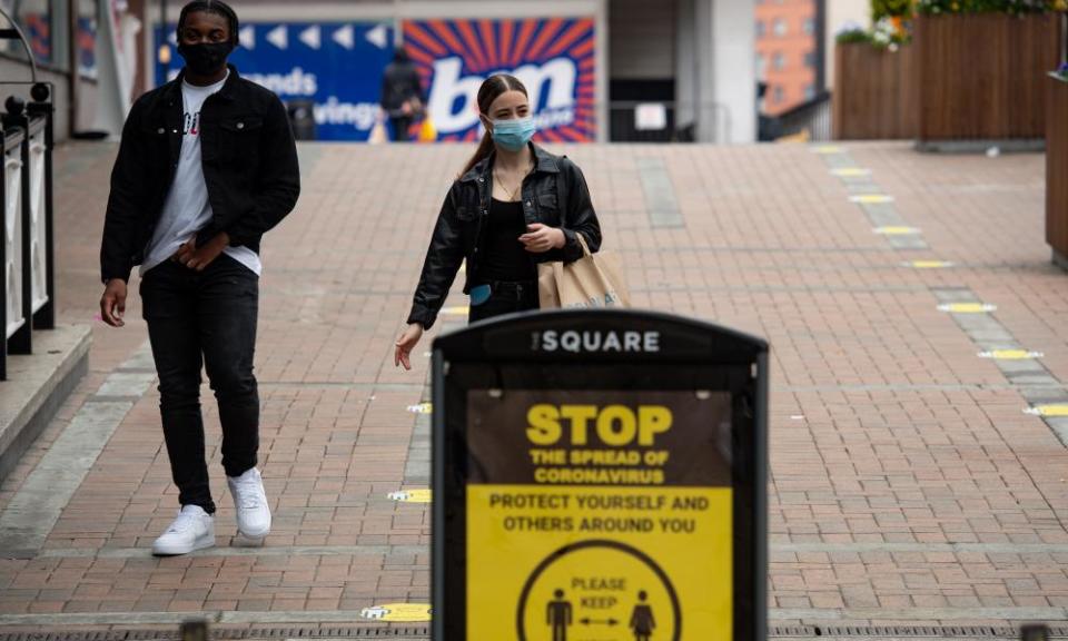 People wearing masks in Birmingham.