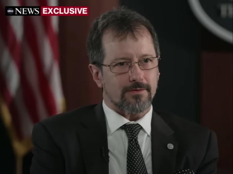 Sean Kirkpatrick, the director of the All-domain Anomaly Resolution Office, during an interview with ABC News (screengrab/ ABC News)