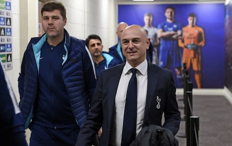 Maurico Pochettino (left) with Spurs chairman Daniel Levy - Credit: getty images