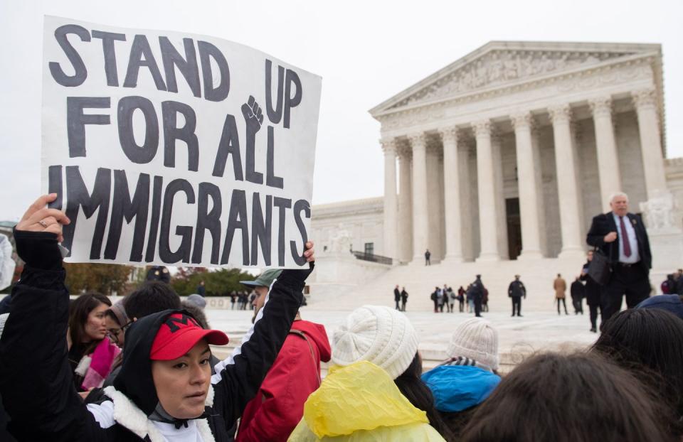 Protestors Rally on the Steps of the Supreme Court to Defend DACA