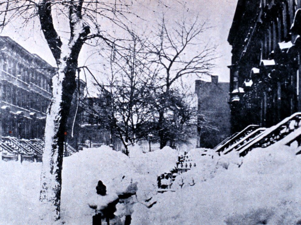 Blizzard of 1888, Park Place in Brooklyn NY. March 14, 1888.