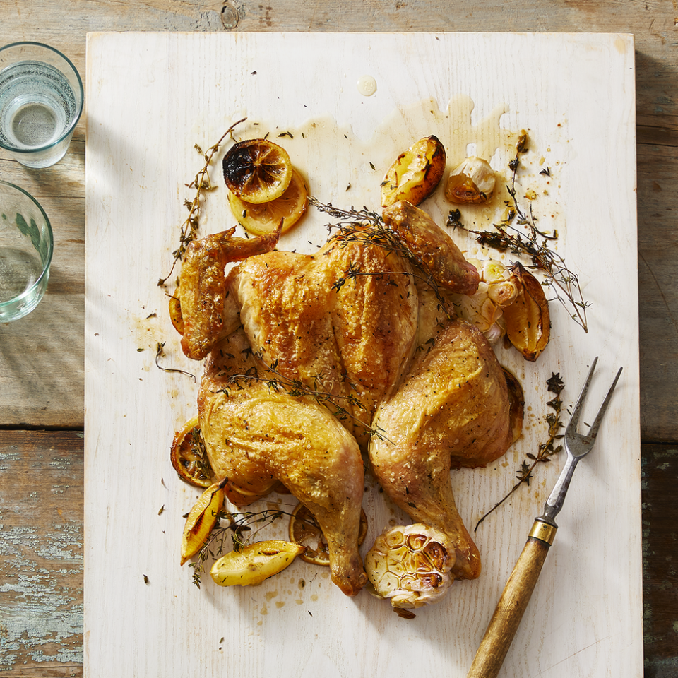 <p>Learn this simple technique to a perfectly cooked roast chicken— in a whole lot less time!</p><p><em><a href="https://www.goodhousekeeping.com/food-recipes/cooking/a30383617/how-to-spatchcock-a-chicken/" rel="nofollow noopener" target="_blank" data-ylk="slk:Get the recipe for Spatchcock Chicken »;elm:context_link;itc:0;sec:content-canvas" class="link ">Get the recipe for Spatchcock Chicken »</a></em></p>