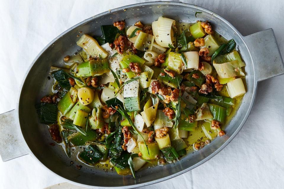 Leeks in Vinaigrette with Walnuts and Tarragon