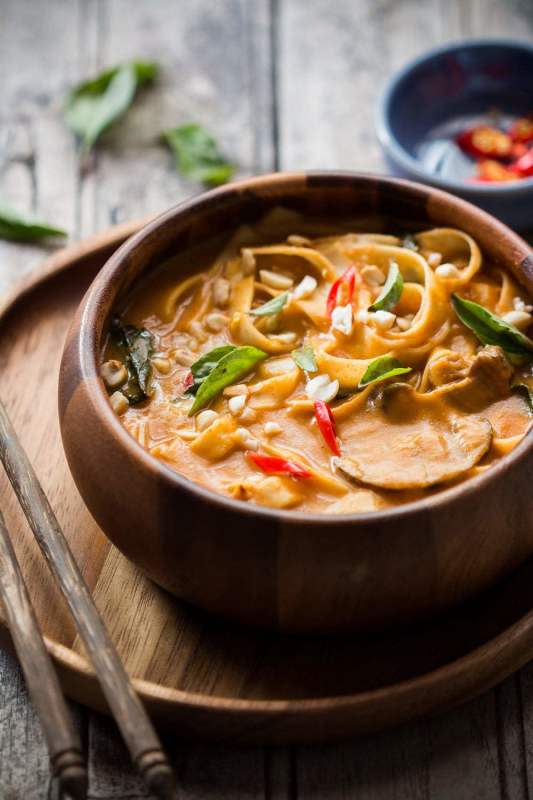 <p>My Food Story</p><p>Creamy, comforting spicy Thai curry pumpkin noodle soup gets ready in 20 minutes and the recipe takes you back to Thailand!</p><p><strong>Get the recipe: <a href="https://myfoodstory.com/spicy-thai-curry-pumpkin-noodle-soup-recipe/" rel="nofollow noopener" target="_blank" data-ylk="slk:Spicy Thai Curry Pumpkin Noodle Soup;elm:context_link;itc:0;sec:content-canvas" class="link ">Spicy Thai Curry Pumpkin Noodle Soup</a></strong></p>