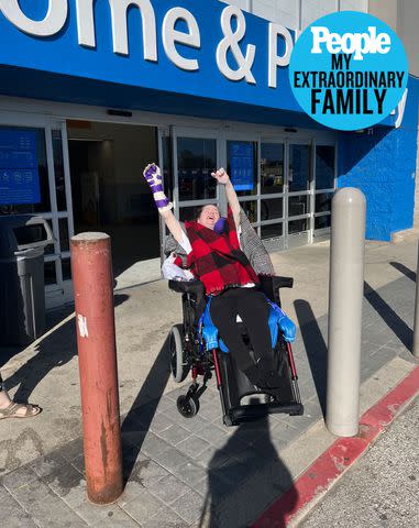 <p>Courtesy of Peggy Means</p> Jennifer Flewellen, joyous on her first trip to Walmart