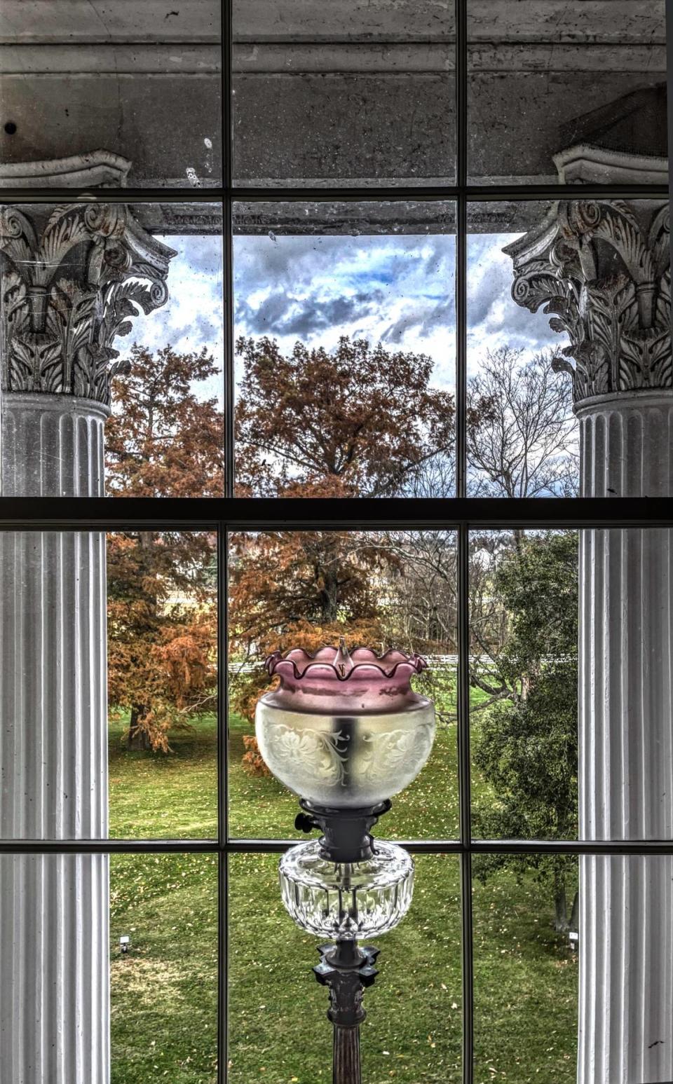 Ward Hall through the window of front parlor