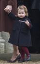 <p>While spending the holidays with Kate Middleton's family in Berkshire, Princess Charlotte shows off the candy cane she received at their Christmas church service.</p>