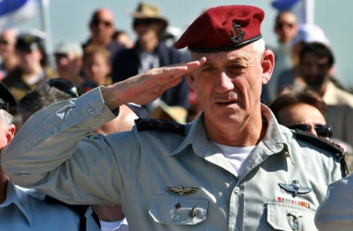 Gantz, seen in this 2015 picture when he was chief of staff of Israel's army, boasted in video clips of the number of Palestinian militants killed and targets destroyed under his command in the 2014 war with Gaza's Islamist Hamas rulers