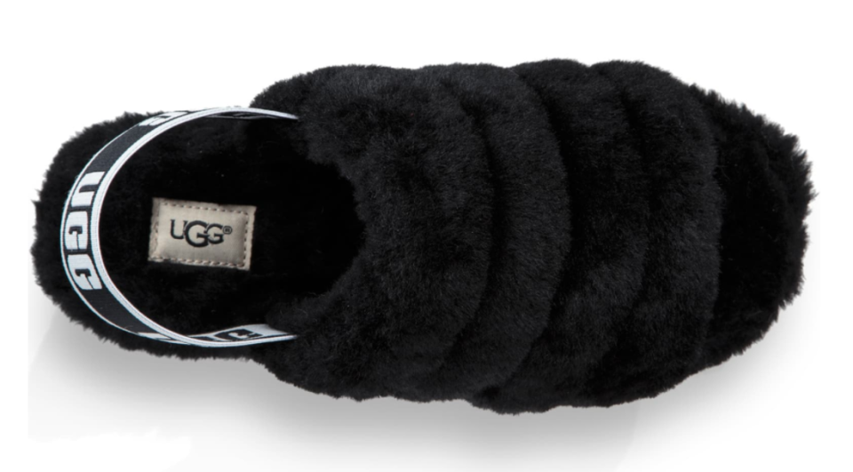 UGG Fluff Yeah Genuine Shearling Slingback Sandal in Black