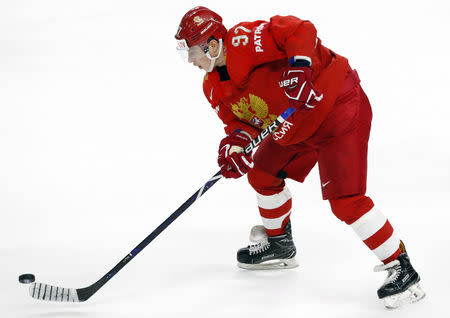 FILE PHOTO: Ice Hockey - 2018 IIHF World Championships - Group A - Russia v Slovakia - Royal Arena - Copenhagen, Denmark - May 14, 2018 - Nikita Gusev of Russia in action. REUTERS/Grigory Dukor