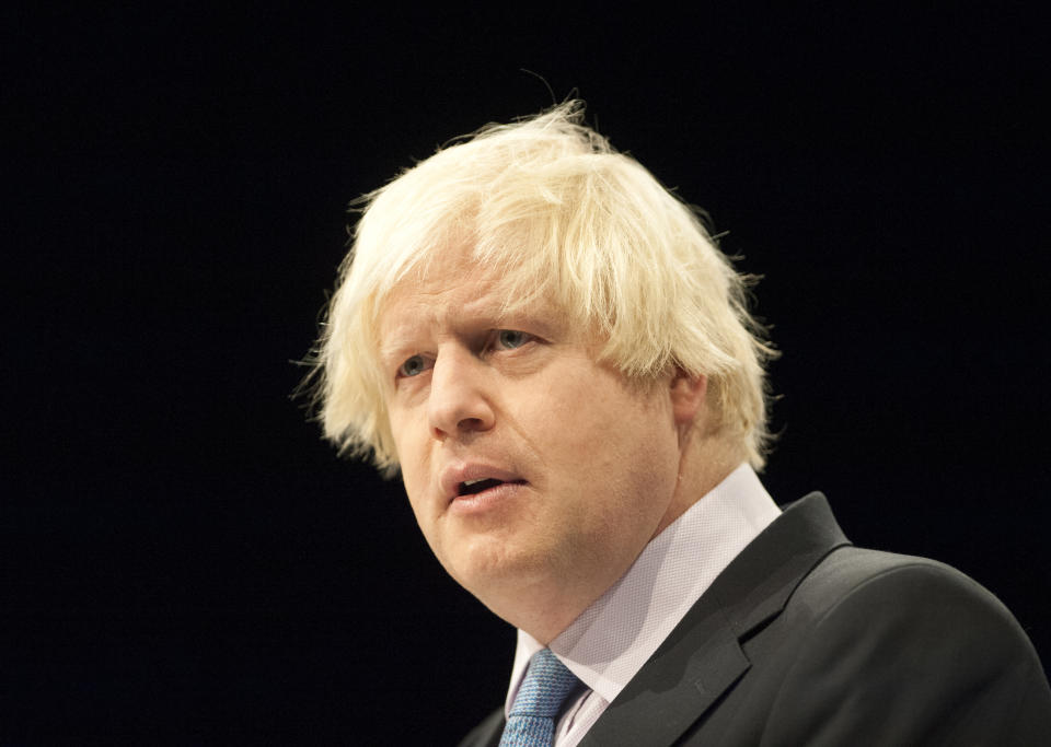 Mayor of London Boris Johnson speaks to delegates in the main hall during the Conservative Conference 2013, held at Manchester Central