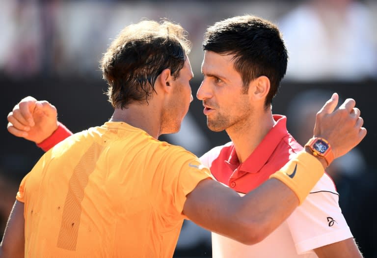 Rafael Nadal beat Novak Djokovic in straight sets in their 51st meeting to reach the Rome Masters final