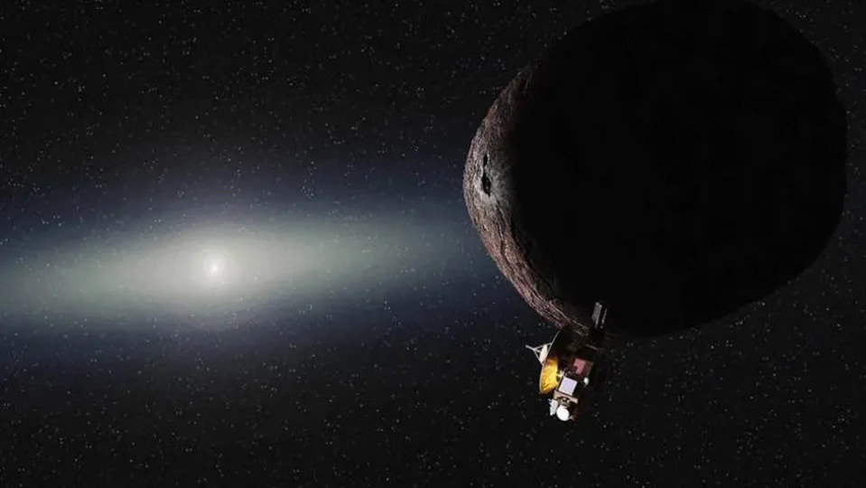  Artist's illustration of the New Horizons spacecraft flying by the Kuiper Belt object 2014 MU69 on Jan. 1, 2019. 