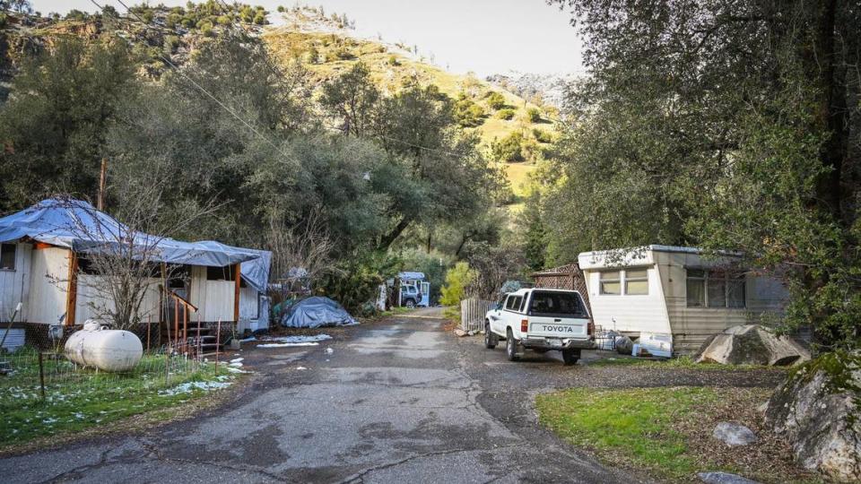 Mobile homes in the El Portal Trailer Park near Yosemite on Tuesday, Dec. 28, 2021. Residents of the park are being told to move out in 90 days or less without compensation.