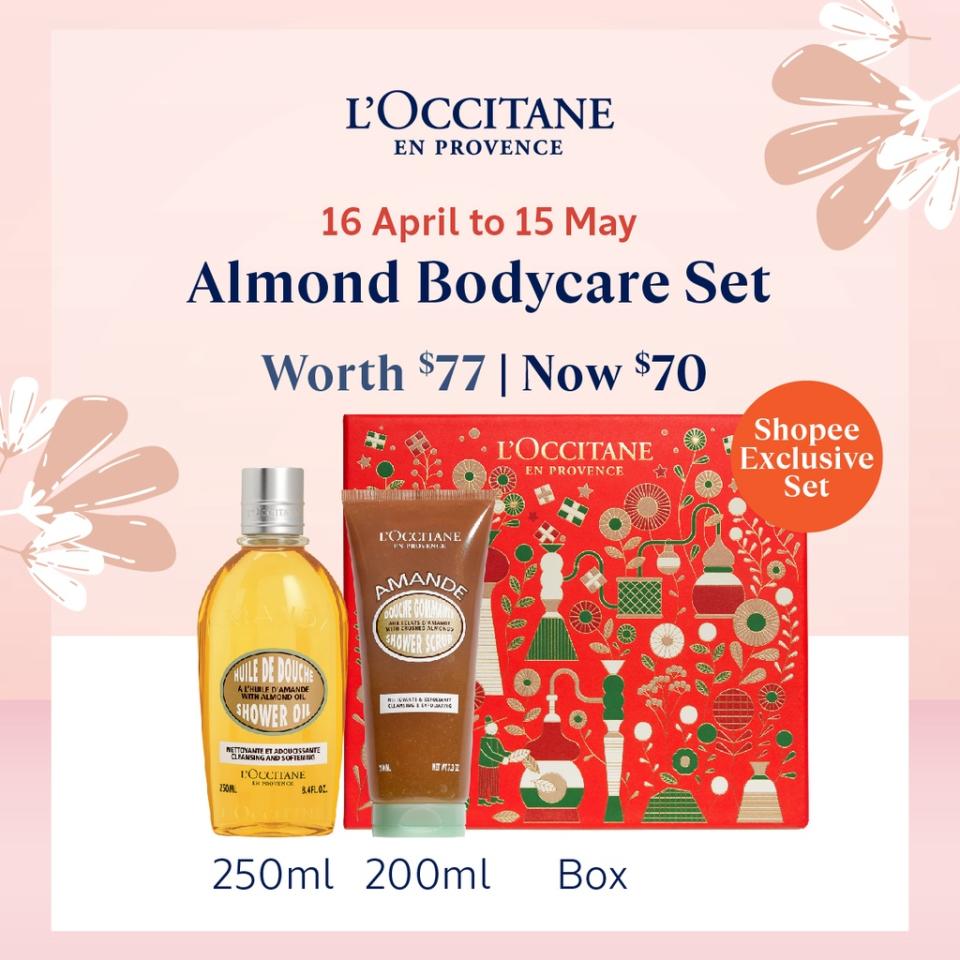 [Mother's Day Special] L'OCCITANE Almond Bodycare Set (Worth SGD77). (Photo: Shopee SG)