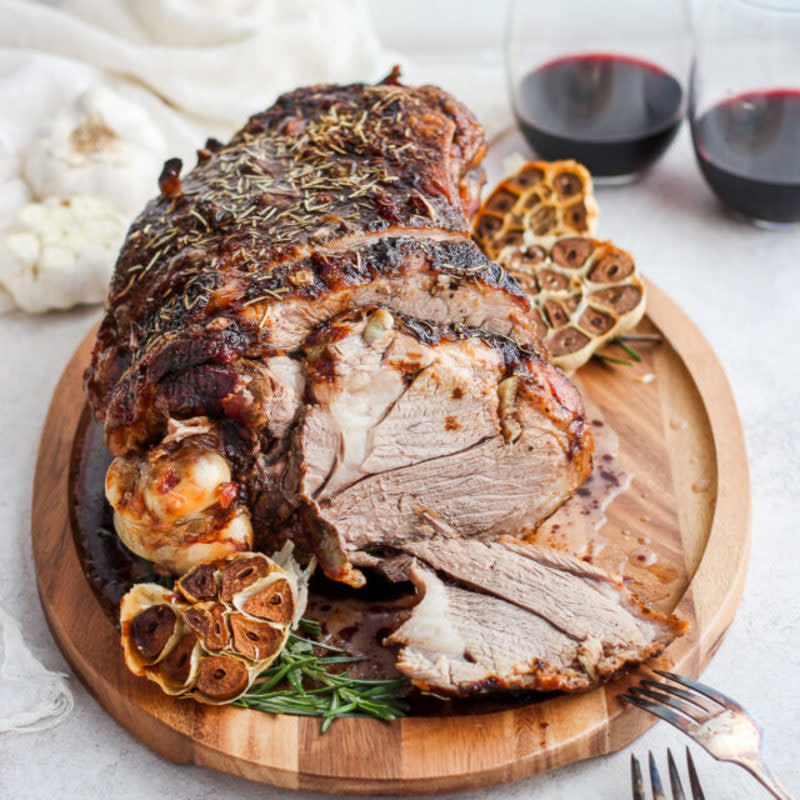 <p>The Wooden Skillet</p><p>An absolutely delicious and simple roasted leg of lamb recipe that is always a crowd pleaser at Easter, Christmas or any special occasion!</p><p><strong>Get the recipe: <a href="https://thewoodenskillet.com/roasted-rosemary-garlic-leg-of-lamb/" rel="nofollow noopener" target="_blank" data-ylk="slk:Roasted Rosemary Garlic Leg of Lamb;elm:context_link;itc:0;sec:content-canvas" class="link ">Roasted Rosemary Garlic Leg of Lamb</a></strong></p>