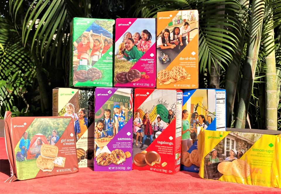 The 2023 Girl Scout Cookie lineup in all its glory. Ready, practically begging, to be devoured.