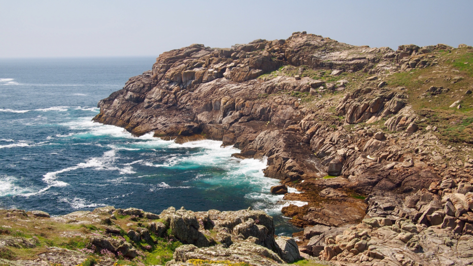 The rocky coastline of Bryher