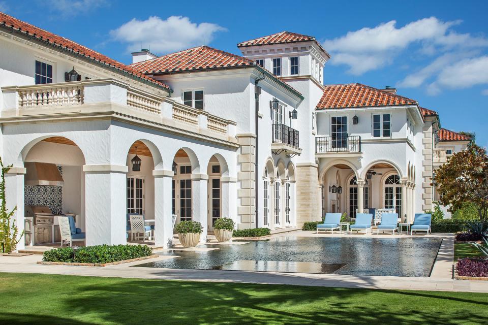 A Mediterranean-style house with a stepped-back footprint was designed by architect Phillip James Dodd for a lot on South Ocean Boulevard in Palm Beach. The design just won Dodd an Addison Mizner Award for best new residential architecture over 10,000 square feet.