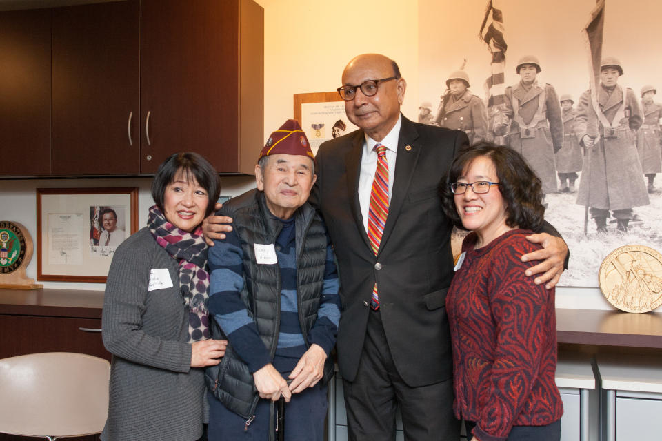 Khizr Khan visits&nbsp;with members of the Japanese-American community in Seattle on Feb. 19, 2018. (Photo: Kayla Isomura)